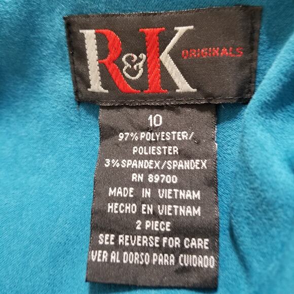 VTG-R&K Originals Blue Faux Suede Zip up Jacket Pointed Collar Long Sleeve Sz 10 - Picture 5 of 6